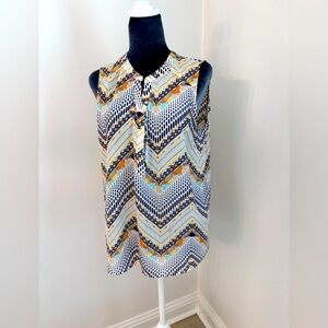 Oversized Patterned Lightweight Sleeveless Tunic Size M